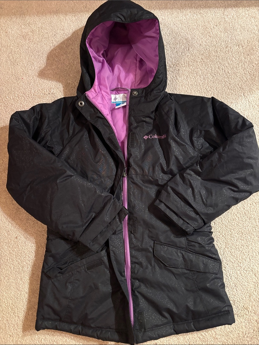 Columbia Kids Black Jacket with Purple Lining